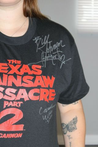 The Texas Chainsaw Massacre 2 Vintage Cannon Video XL Tee Shirt Autographed JSA 2