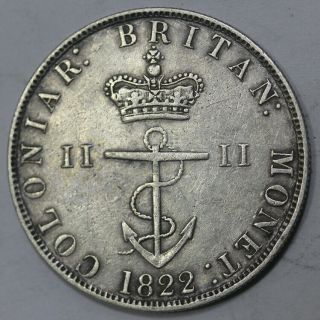 1822 British West Indies 1/2 Dollar Silver Coin