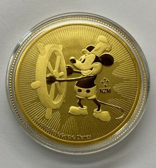 Niue 2017 Disney Characters Steamboat Willie Mickey Mouse $250 1 Oz Gold Bu