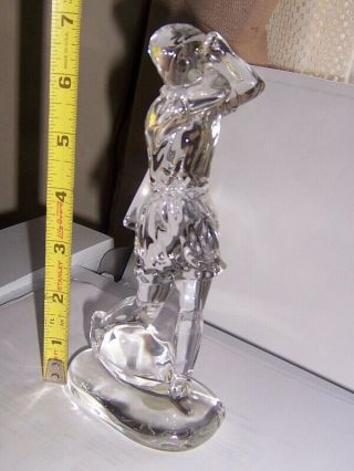 Vtg Waterford Crystal Lady Golfer Figure Statue Signed And Foil Label 7 1/4 Inch