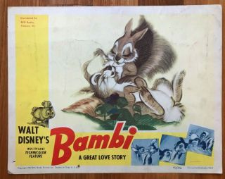 Bambi 1942 Walt Disney Lobby Card - Artwork - Thumper & Rabbits - Ultra Rare