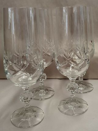 Set Of 4 Fine Quality Crystal Champagne Flutes 17cm Tall Glasses