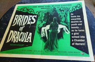 1960 Brides Of Dracula 22x28 Us Half Sheet Movie Poster Peter Cushing