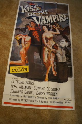 Kiss Of The Vampire Hammer Horror Great Art By Joesph Smith 3 Sheet 1963