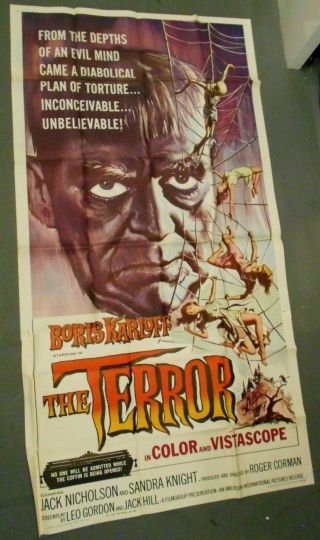The Terror 3 - Sheet Movie Poster Boris Karloff Roger Corman Horror Monsters
