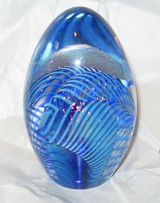 Vintage Robert Eickholt Art Glass Paperweight Iridescent 1987 Signed