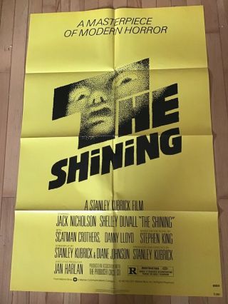 The Shining Movie Poster 1 - Sheet Stanley Kubrick 27 " X41 " Vg,  Folded Nss
