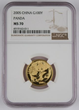 China 2005 100 Yuan 1/4 Troy Oz 999 Gold Panda Coin Ngc Ms70 Better Date