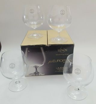 Lenox Fine European Barware Short Stem Wine Set Of 4 Brandy Glasses Umbria 16oz