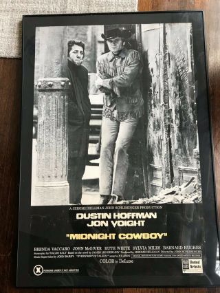 ‘69 Midnight Cowboy Heavy Stock No Fold Lines One Sheet X Rated Framed
