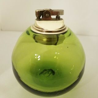 Vintage Blenko Hand Blown Glass Mcm Lighter - 6320 Olive Green