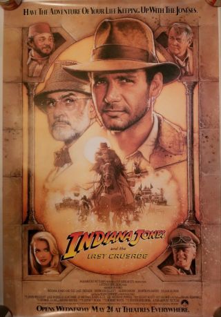 Vintage 1989 Indiana Jones And The Last Crusade Advance One - Sheet Poster Ford