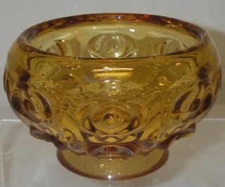 Viking Art Glass Yesterday Bullseye Amber Flowerlite Flower Bowl Footed 3 " High