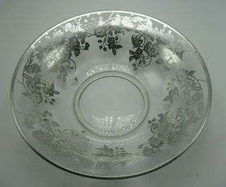 Large 12 1/4 " Vintage Sterling Silver Overlay On Glass Centerpiece Bowl T6