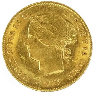 Spain Philippines 4 Pesos 1868 Queen Ysabel Ii Gold Coin