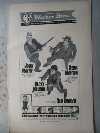 Pressbook - Rio Bravo 1959 With John Wayne,  Dean Martin,  Ricky Nelson