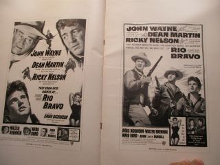 Pressbook - Rio Bravo 1959 with John Wayne,  Dean Martin,  Ricky Nelson 2