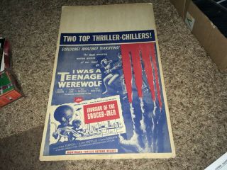 I Was A Teenage Werewolf/invasion Of The Saucer Cardboard Movie Poster