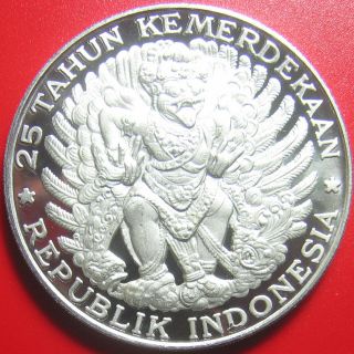 1970 Indonesia 750 Rupiah Silver Proof Garuda Bird Rare Legend Shifting Error