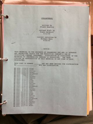 Collateral Michael Mann Frank Darabont Shooting Script 2003,  Schedule