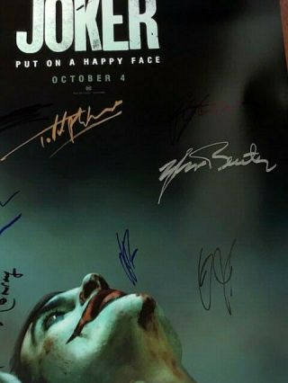 Joker DS Movie Poster CAST SIGNED Premiere Joaquin Phoenix Batman Oscar DC COMIC 3