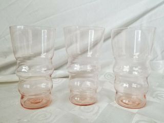Macbeth Evans Pink Rib Optic Juice Tumblers Glasses Depression Glass Set Of 3