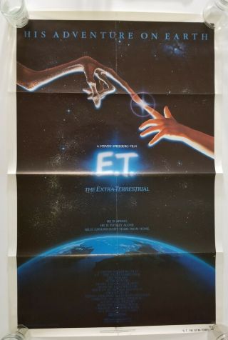 Vintage 1982 E.  T.  The Extra Terrestrial Alien Movie Poster One Sheet Spielberg