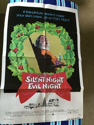 Vint Movie Poster Silent Night Evil Night Christmas Horror Autograph