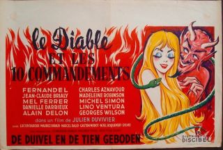 Devil And The Ten Commandments Belgian Movie Poster Alain Delon Aznavour 1962