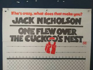 ONE FLEW OVER THE CUCKOO ' S NEST - AUSTRALIAN ONE SHEET MOVIE POSTER 2