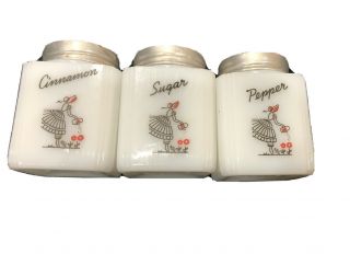 Vintage Tipp City Lady With Watering Can 3 Shakers - Pepper Sugar Cinnamon
