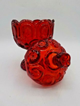 Vintage Le Smith Moon And Stars Red Glass Covered Compote Glass Candy Dish 8 "