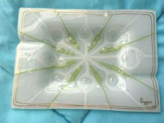 Mid Century Signed Higgins Fused Art Glass Hand Made Dish 7 " X5 "