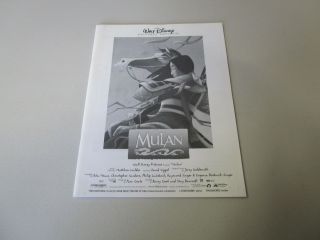 Movie Press Kit Mulan Animated Eddie Murphy 35 Mm Slides,  Movie Information