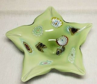 Vintage Murano Millefiori Cased Art Glass Star Shaped Bowl Awesome
