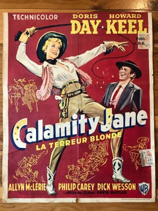 Belgian Movie Poster 14x22: Calamity Jane (1953) Doris Day,  Howard Keel