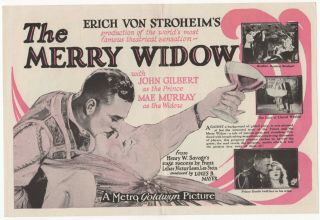 The Merry Widow - Rare 1925 Mgm Silent Film John Gilbert Movie Herald Mae Murray