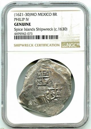 1630 8 - Reales Silver Spanish Coin,  Spice Islands Shipwreck,  Ngc Graded