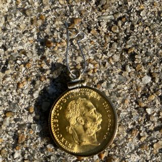 FRANC IOS.  I.  D.  G.  AVSTRIAE Austria 1915 Gold Ducat Coin (2) Earring Pendant Set 2