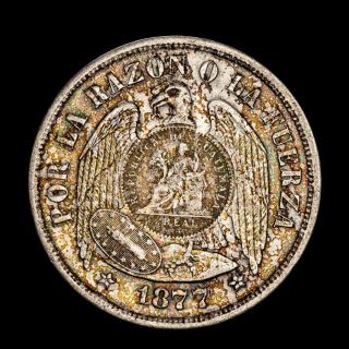 Lucernae Guatemala 1 Peso Count - Stamped On Chile 1 Peso 1877 Guatemala 1894