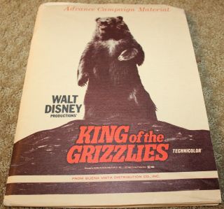 King Of The Grizzlies Walt Disney Advance Campaign Material Press Kit