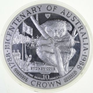 Better Date 1988 Isle Of Man 1 Crown 10 Oz Silver Australia Bicentennial 987