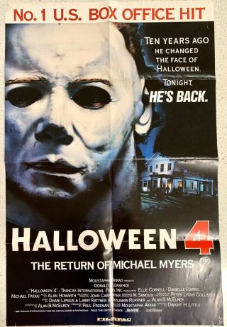Halloween 4 The Return Of Michael Myers 1988 Folded Poster 24” X 36”