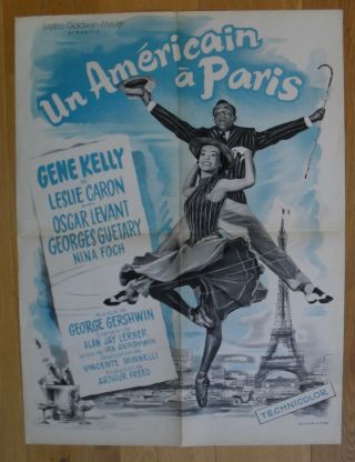 American In Paris Gene Kelly French Movie Poster R60s