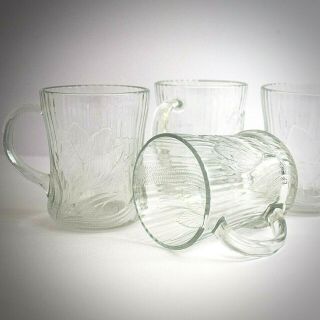 Arcoroc Vintage Canterbury Crocus Glass Coffee Mug Set Of 4 Tea Cups 3d France