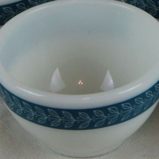 Vtg Pyrex Tableware Milk Glass Turquoise Blue Laurel Leaf Cup Set 8 Coffee/tea