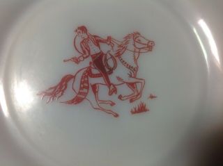 Vintage White Milk Glass With Red " Ranger Joe " Hazel Atlas 7 " Plate
