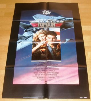 Top Gun (1986) Tom Cruise Tony Scott Rare Vintage Us 1 - Sheet Poster