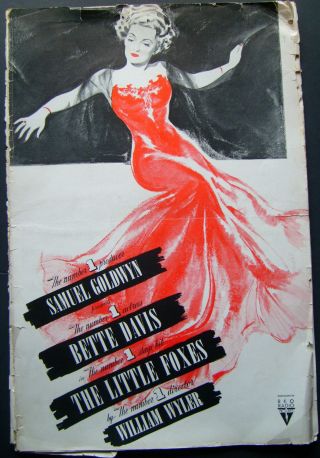 Bette Davis (the Little Foxes) 1941 Vintage Movie Pressbook