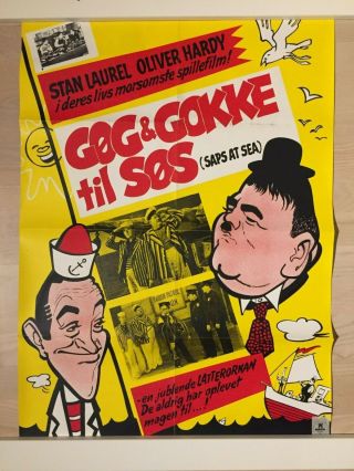 Saps at Sea Stan Laurel and Oliver Hardy 33x24 Vintage Danish Movie Poster 2